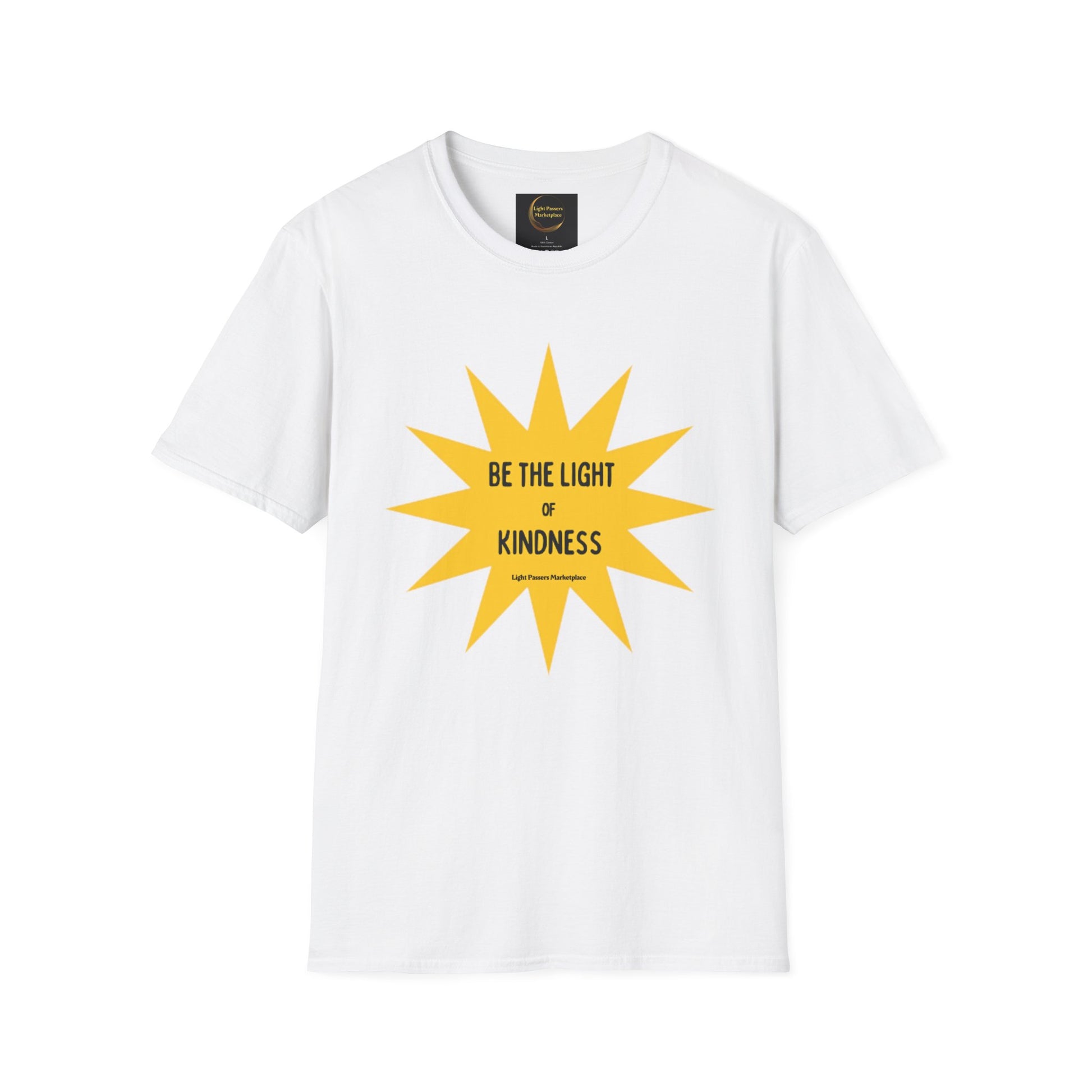 A unisex heavy cotton tee featuring a yellow star design and black text. Smooth surface for vivid printing, no side seams, and tape on shoulders for durability. 100% cotton. Classic fit.