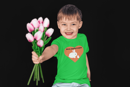 Big Brother Toddler Tee - Cute Bunny Heart Sibling Announcement Shirt
