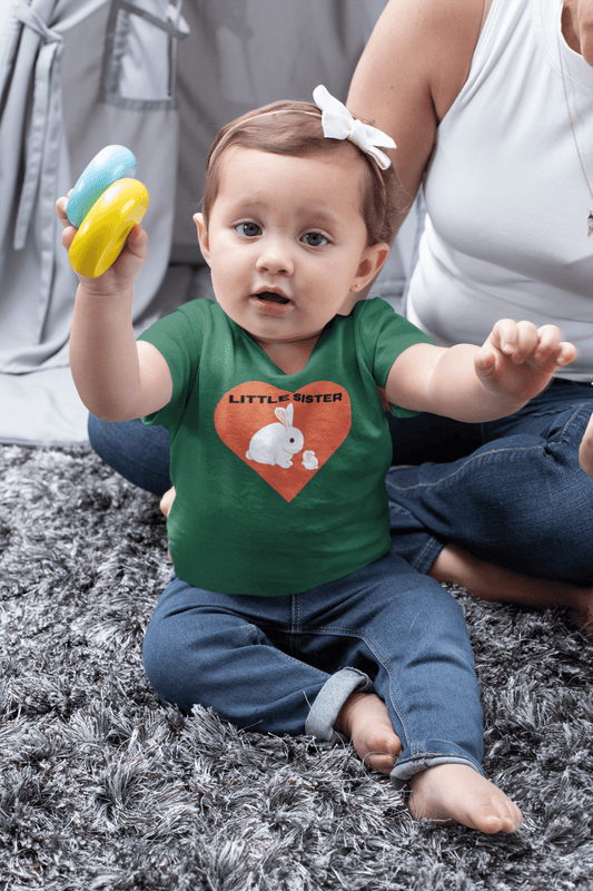 Baby Tee — "Little Sister" Bunny Heart T-Shirt