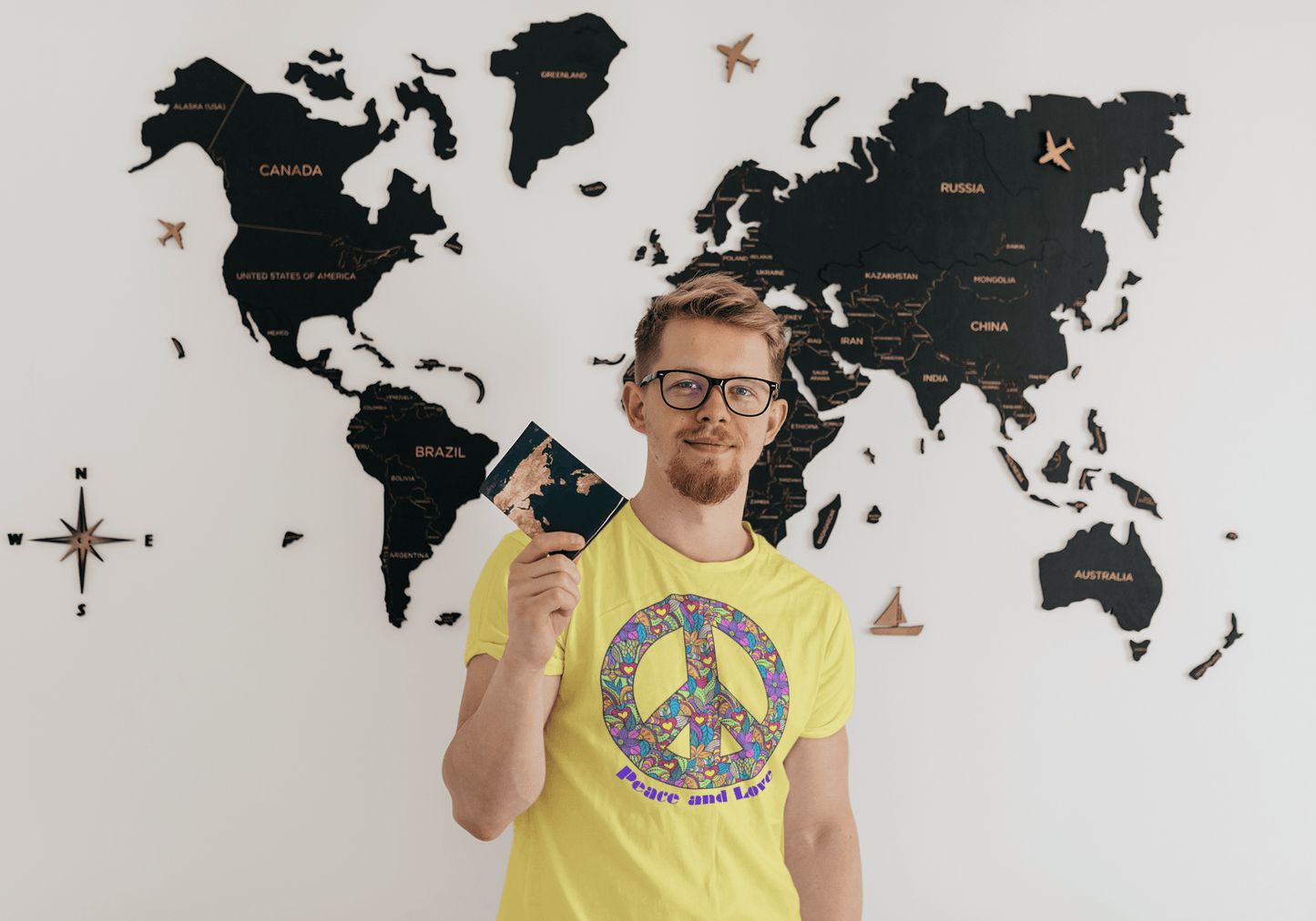 Peace Sign T-Shirt Adult Unisex— Colorful Floral 'Peace and Love' Graphic Tee