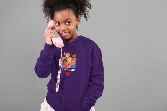 Toddler Hoodie - "My Friends" Cute Kids Pullover with Diverse Kids Graphic
