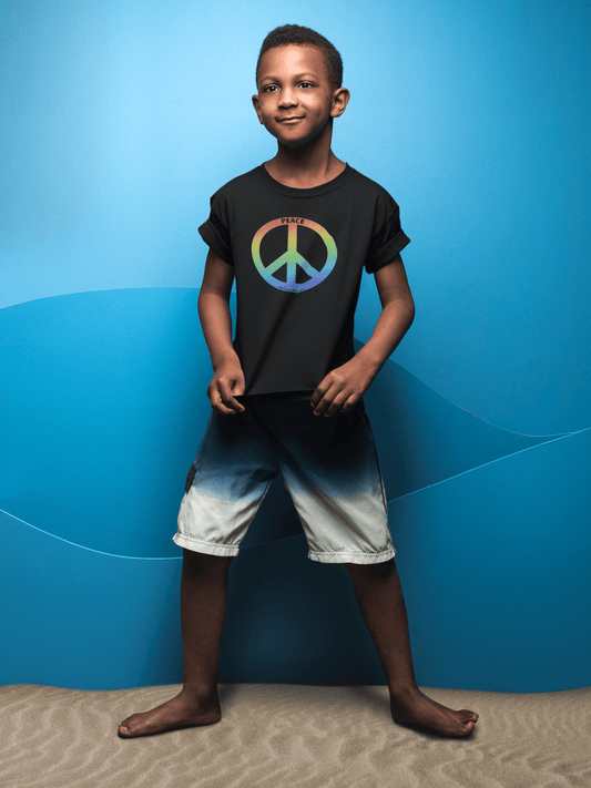 Kids/Youth Rainbow Peace Sign T-Shirt — "Peace" Graphic Tee for Children