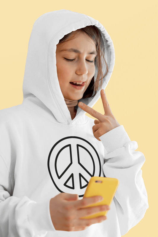 Youth Hooded Sweatshirt - Black Peace Sign