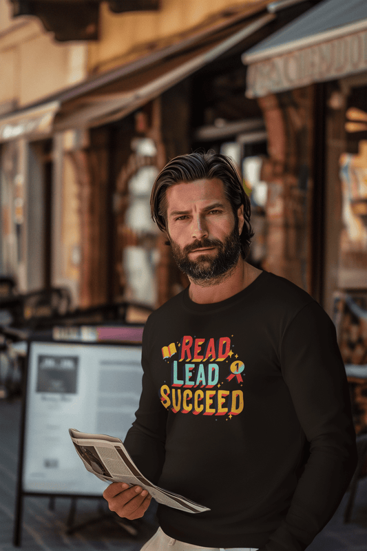 Read Lead Succeed Long Sleeve Tee — Inspirational Teacher/Literacy Shirt