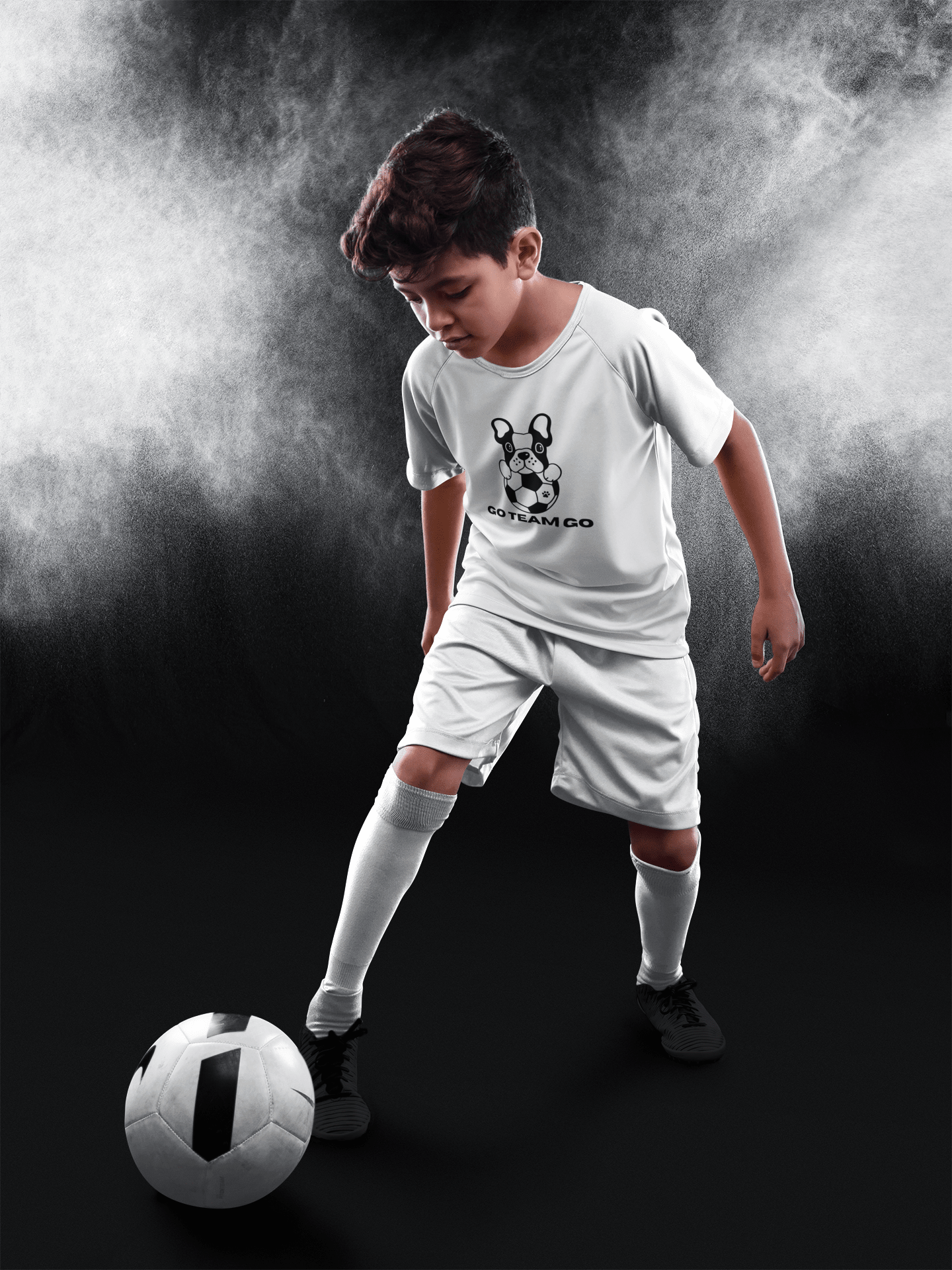 Youth T-Shirt - Soccer Dog Go Team Go Design