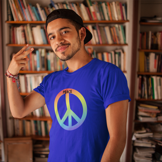 Adult Unisex Peace Rainbow T-Shirt — Retro Peace Sign Graphic Tee
