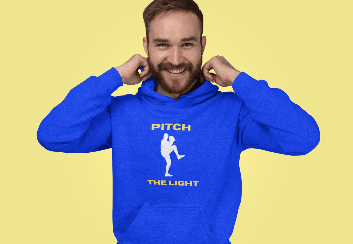 Adult Unisex Pitch The Light Hoodie – Baseball Silhouette Graphic Pullover