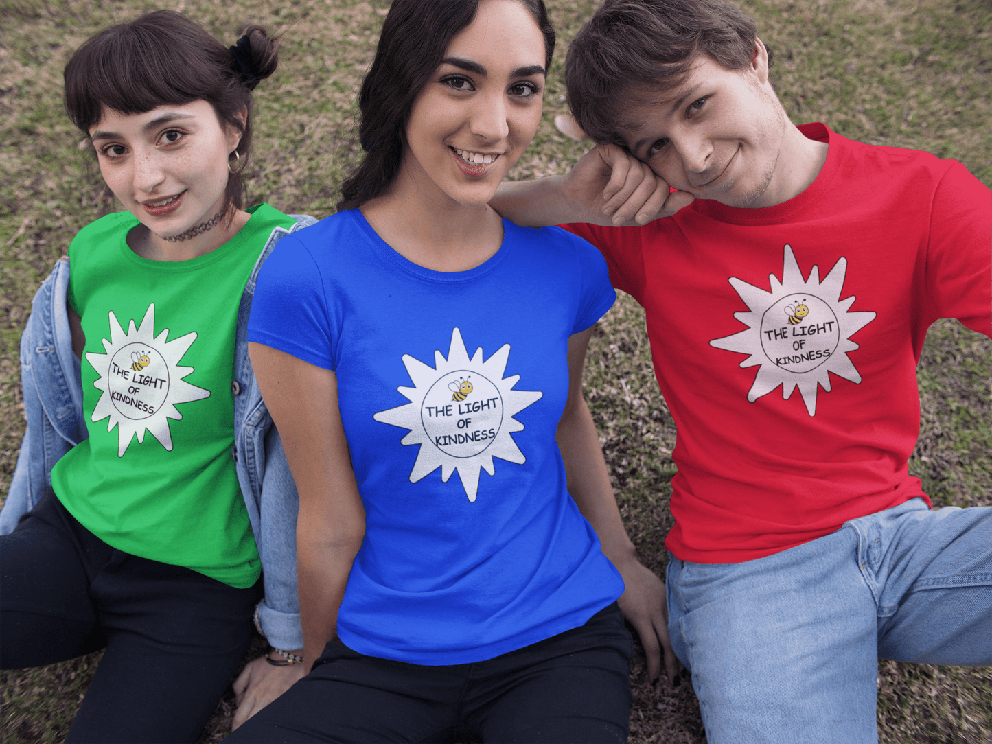Adult Unisex Kindness Bee T-Shirt — "The Light of Kindness" Sun Graphic Tee