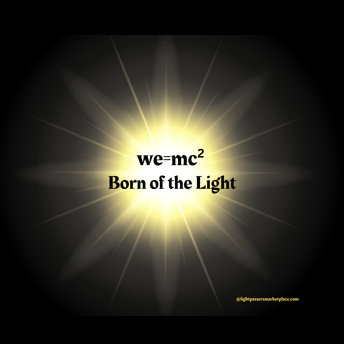 Cool Stuff Home and Living 'we=mc² Born of the Light' Framed Canvas Art featuring inspirational text, ideal for enhancing creativity and positivity in any space.