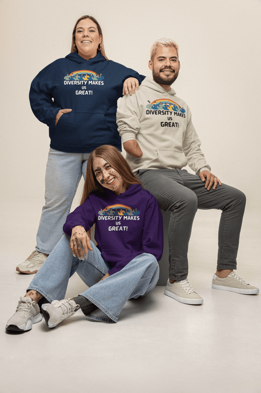 Diversity Makes Us Great Adult Unisex Hooded Sweatshirt Black or White Lettering