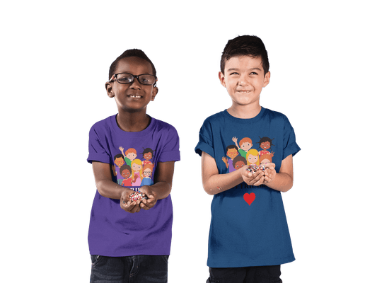 Love and Peace Toddler Tee — "My Friends" Diverse Kids Graphic with Heart