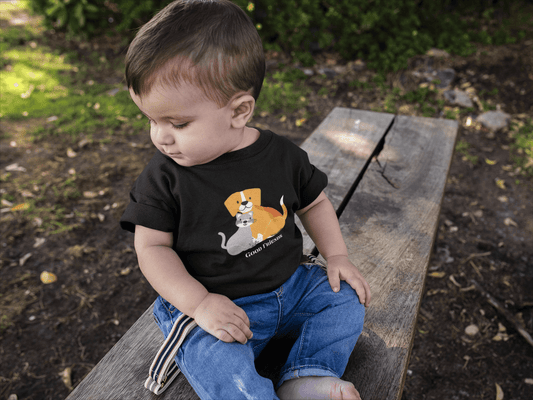 Infant Tee — Cute Dog & Cat "Good Friends" Baby Shirt
