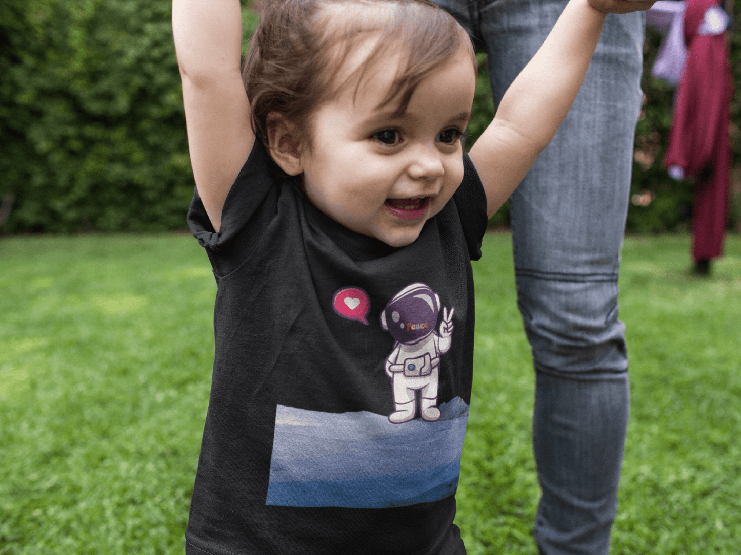 Toddler Tee — Cute Astronaut Peace Sign Kids Shirt