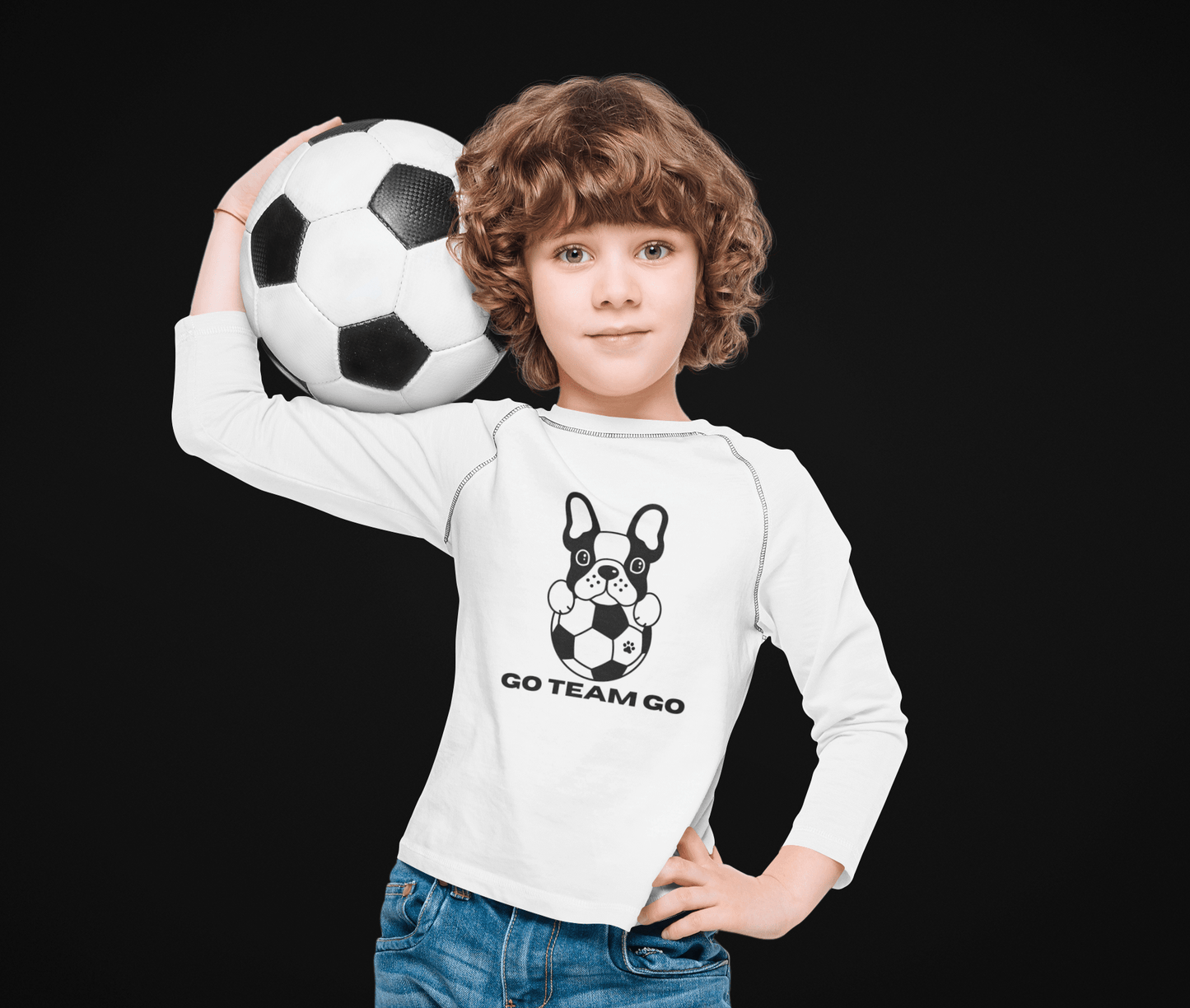 Youth Long Sleeve Soccer Dog Go Team Go