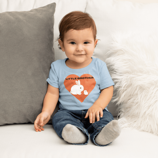 Baby Tee — "Little Brother" Heart Bunny Baby Shirt