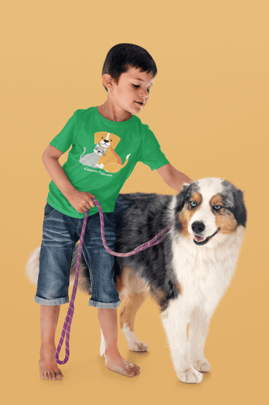 Kids T‑Shirt — "Good Friends" Dog & Cat Cute Graphic Tee for Children