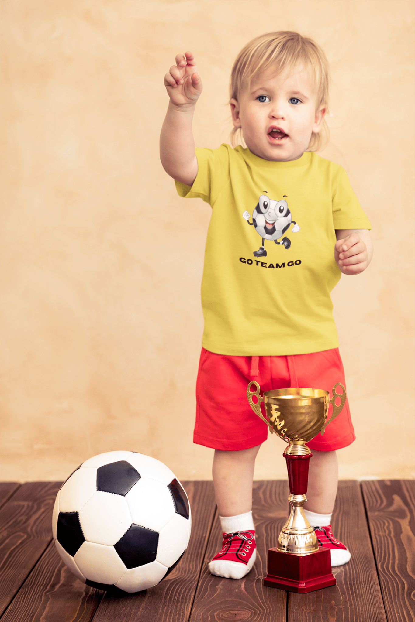 Toddler Soccer Ball Guy Tee — "Go Team Go" Kids